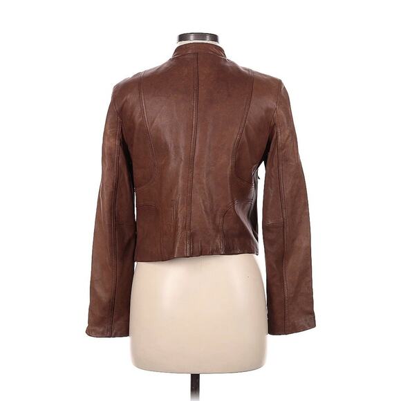 Kenneth Cole Brown Soft Moto Leather Jacket Equestrian Western Medium - Picture 2 of 3